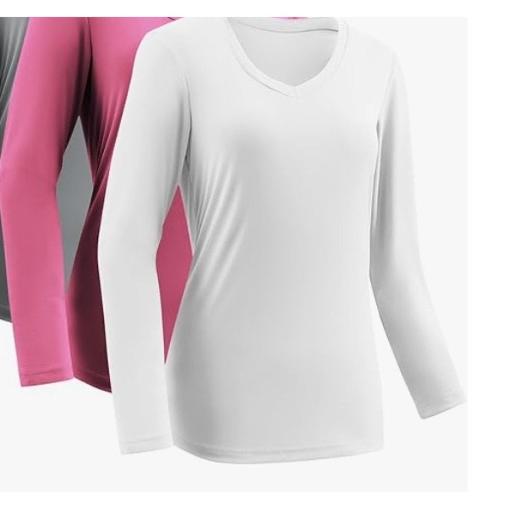 Sun Shirt Womens Size XL White UPF 50+ Long Sleeve V-Neck Athletic Swim Top NWOT